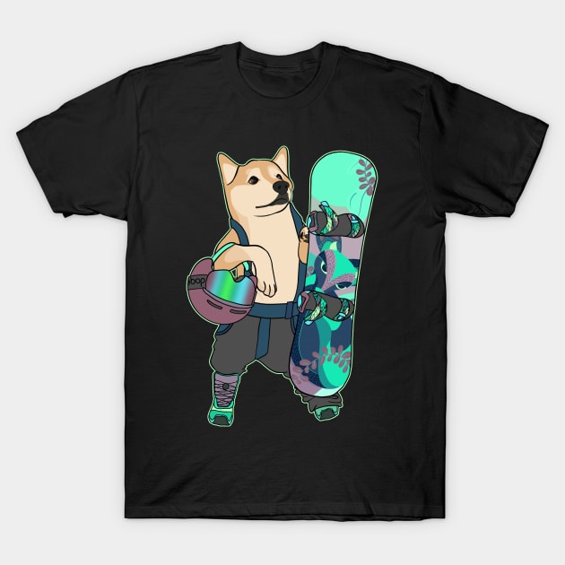 Snowboarding Shiba T-Shirt by X-TrashPanda